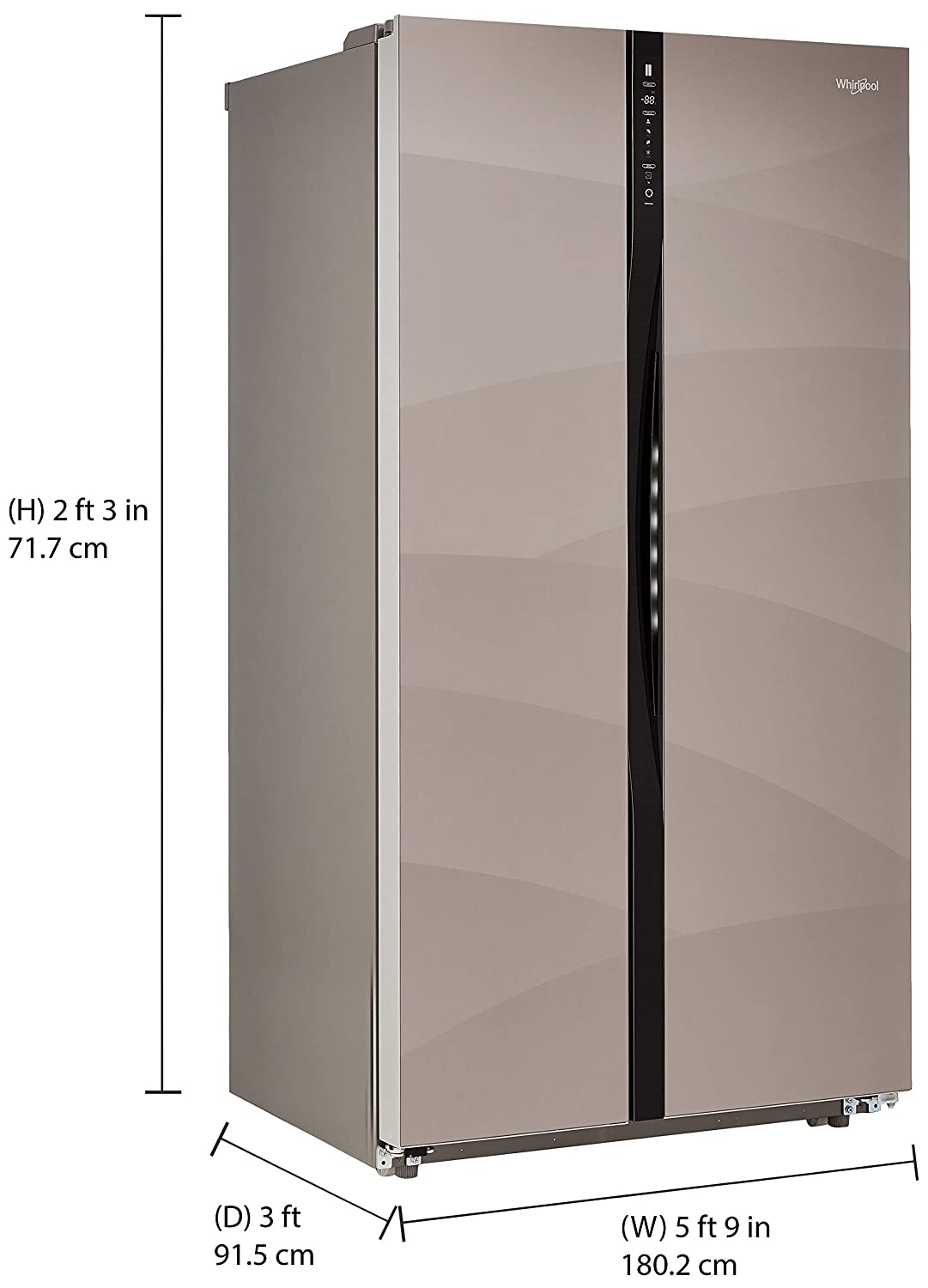 whirlpool 603 litre fridge side by side