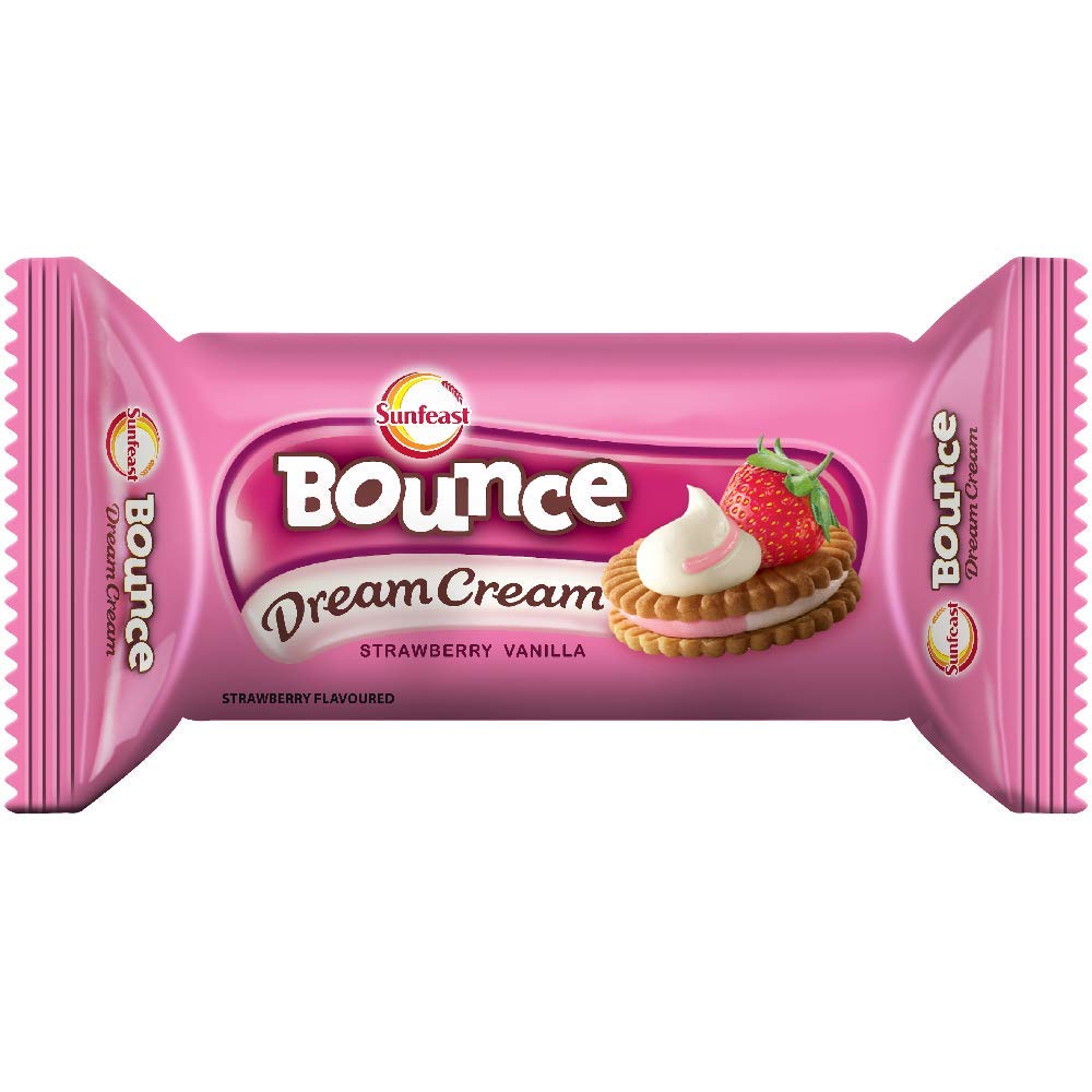 Sunfeast Bounce Dream Cream Strawberry Vanilla Biscuit 60g