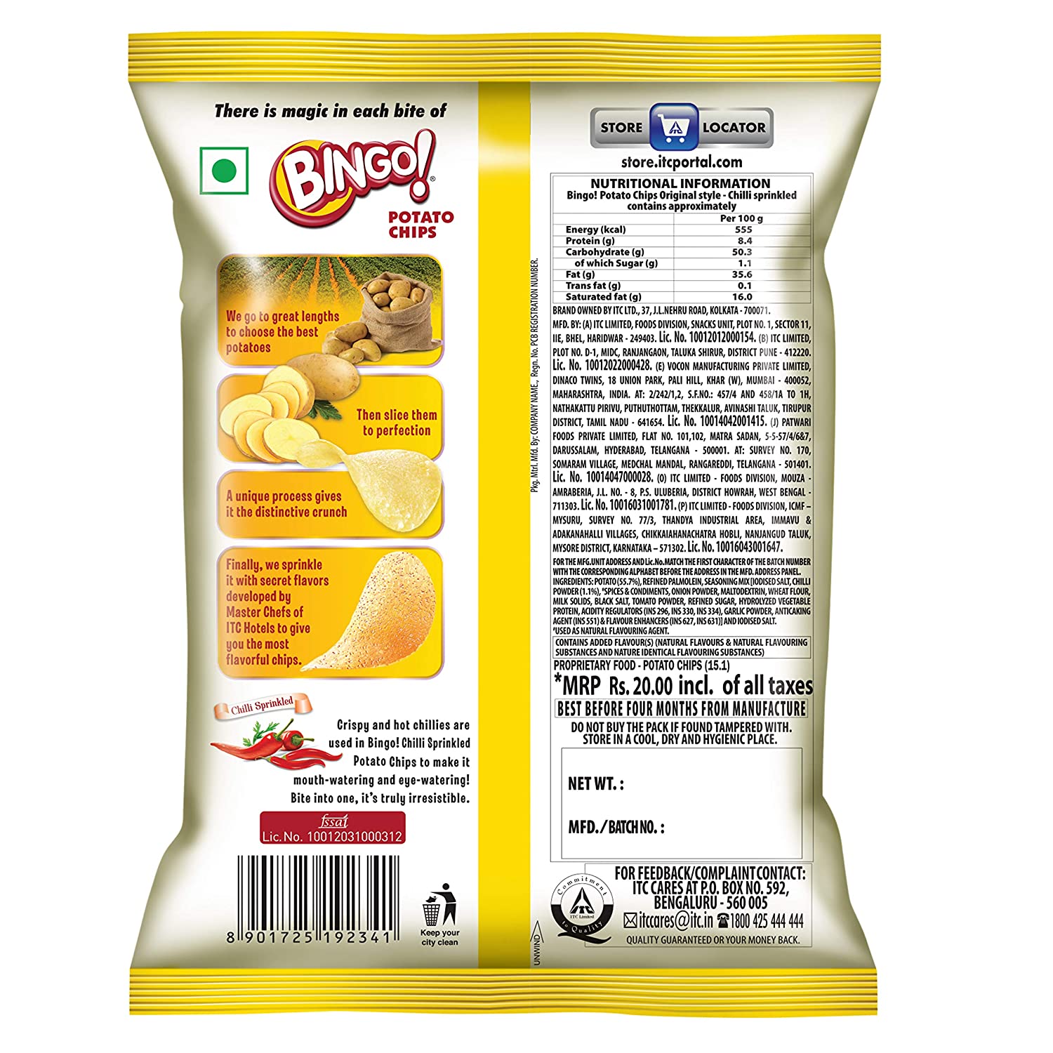 Bingo Yumitos Chilli Sprinkled Chips (52 g)