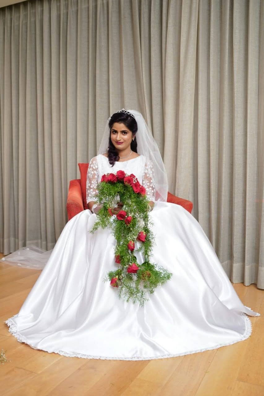 Christian Bridal Ball Gown Along With Veil And Crown | Hyderabad | Zamroo