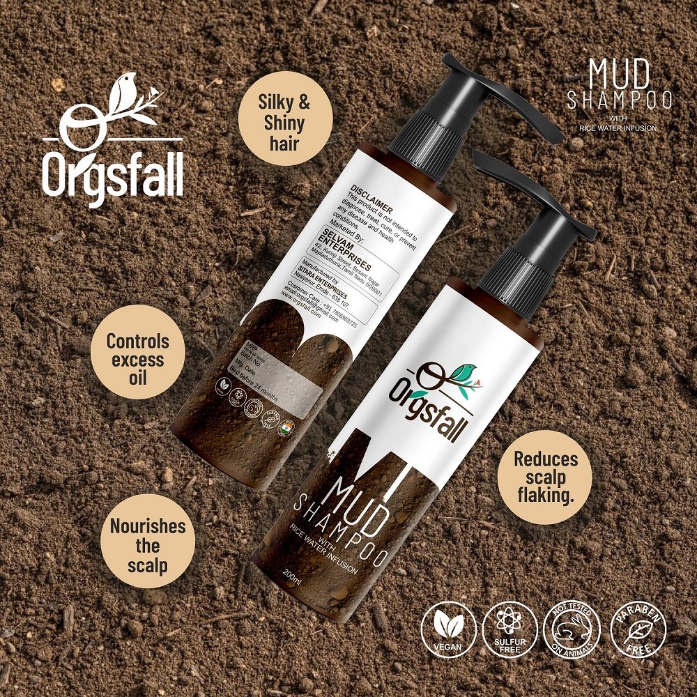 Rosefarve erhvervsdrivende politi Orgsfall Mud Shampoo | Rich Hydrating Mud Shampoo | Helps Nourishes the  Scalp| Silky & Shiny Hair | Mud & Minerals | 200ML