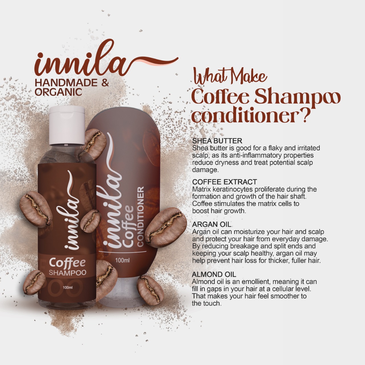 Innila Coffee Shampoo & Conditioner Combo, For Hair Strengthening, Hair  Growth, Improves Hair Texture, 100% Organic, Sulphate And Paraben Fr