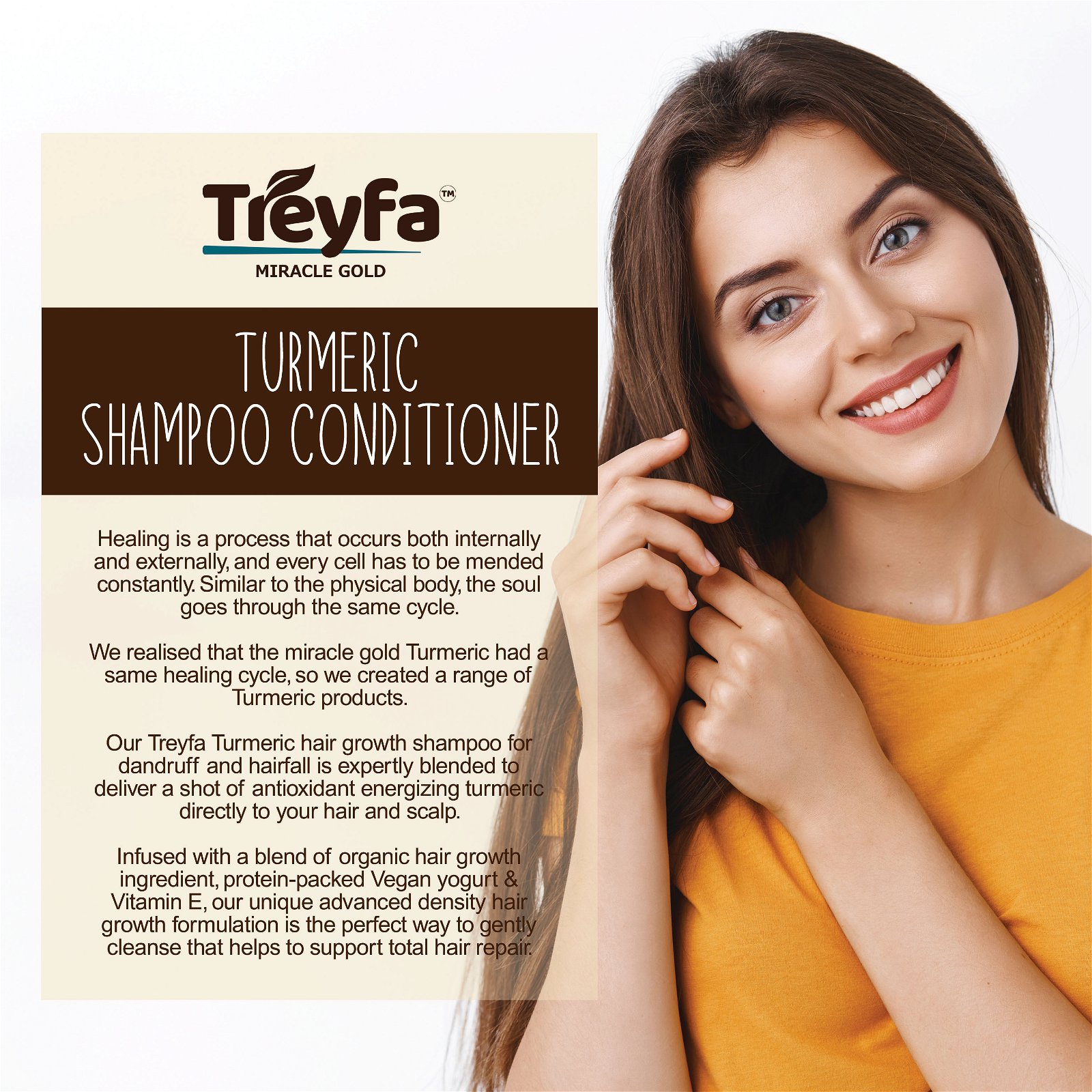 Treyfa Turmeric shampoo conditioner for hair growth & hair fall control |  Shampoo for women & men | 200mL