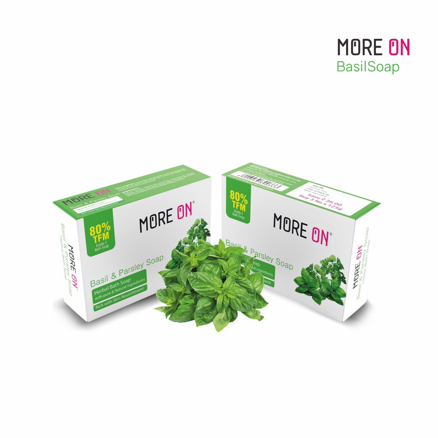 MORE ON Basil Parsley Herbal soap with 80 TFM For Anti Aging