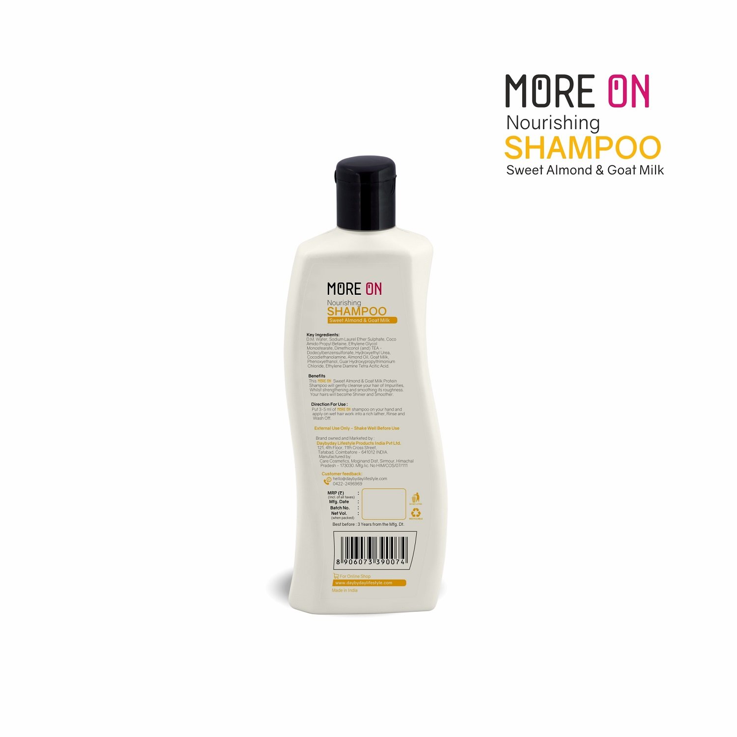 More On Hair Nourishing Shampoo | with Sweet Almond oil, Goat Milk | Reduce  Hair Breakage, Get Soft Hair | 200ml