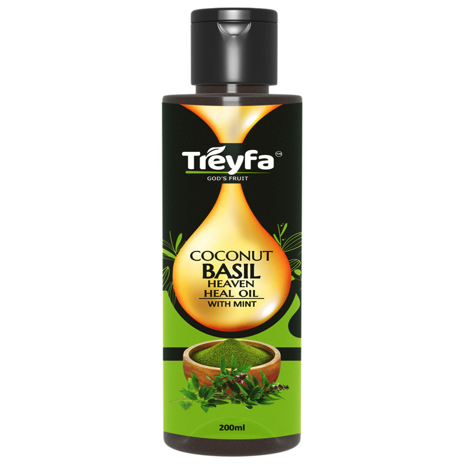 Treyfa Coconut Basil Heaven Heal Oil For Ultimate Skin Hair and