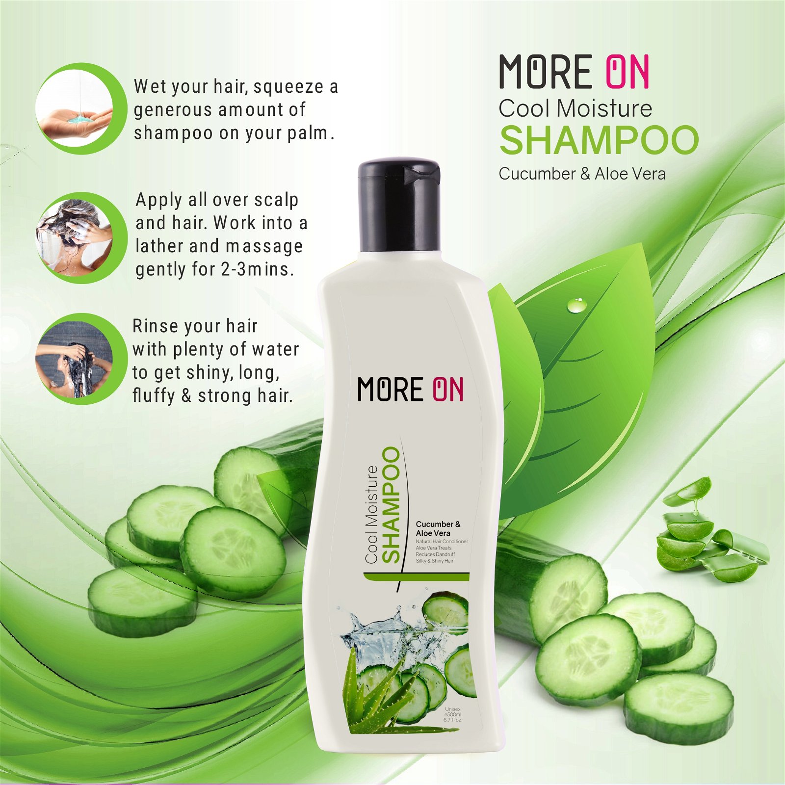 More on Cool Moisture Nutrient Hair Wash Shampoo With Aloe Vera, Cucumber |  For Men & Women | 200ML