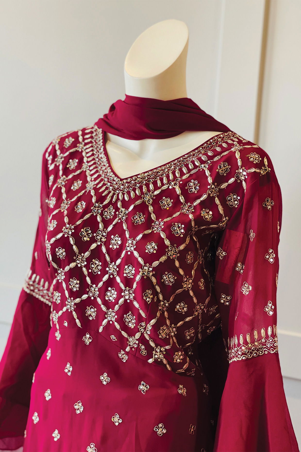 Wine color Sharara suit