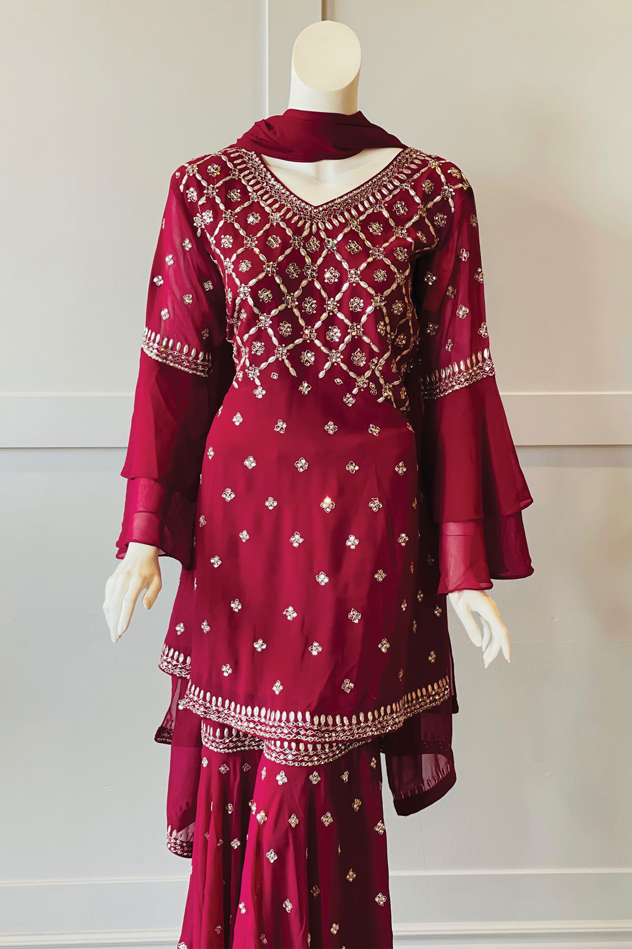 Wine color Sharara suit