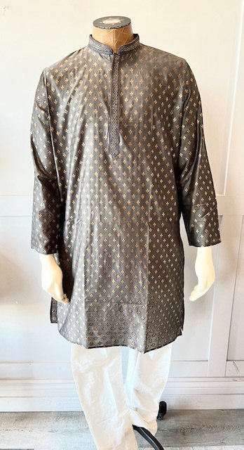 Dark Grey Kurta Silk Chudidaar