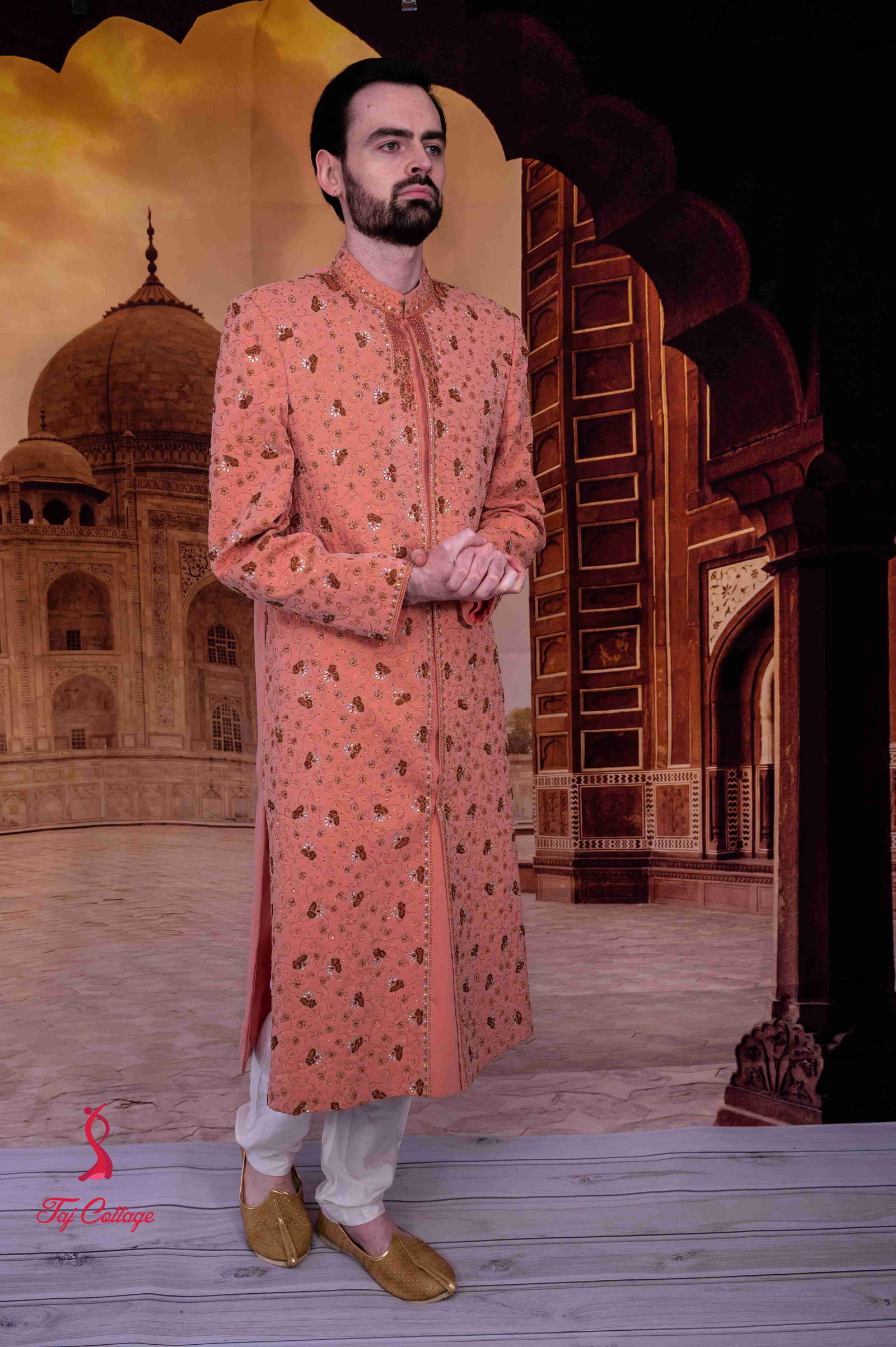 Peach sherwani hotsell