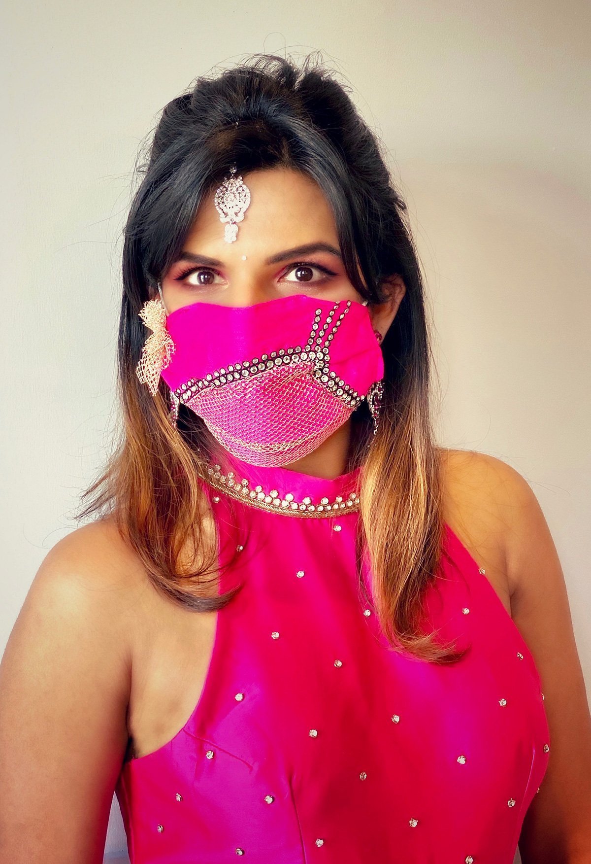 Hot pink silk masks